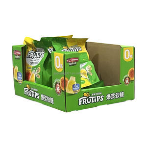 Op maat gemaakte milieuvriendelijke kartonnen displayrek met aangepast kleurendesign voor supermarkt, retail, promotionele snacks, chips en popcorn. - Product Image 1