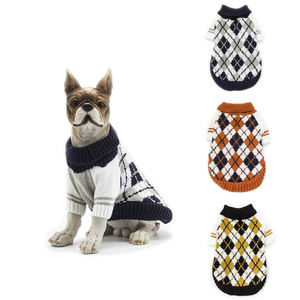 Manufacturer Wholesale Navy Blue Yellow Plaid Winter Dog <b>Sweater</b> - Product Image 1