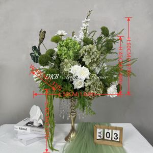 DKB lancia il nuovo prodotto: sfere di fiori artificiali verdi e bianchi, sfere di fiori in seta per decorazioni di matrimoni interne ed esterne - Product Image 2