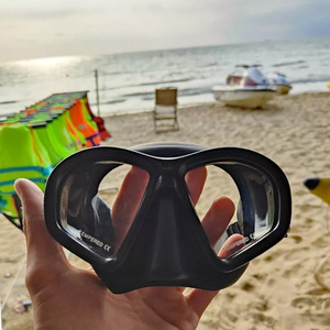 Diving Mask Two Windows Tempered Glass Silicone Low Volume Freediving Adult Beach Use - Product Image 1