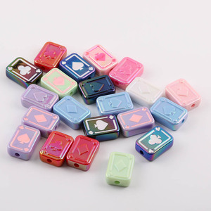 Acrylic <b>Playing</b> <b>Card</b> Beads With Holes Rectangle Shape For Jewelry Making Color Random Plating Process - Product Image 1