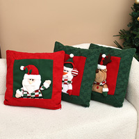 Coussin décoratif pour la maison Qiaoding, nouveau modèle Père Noël, rouge et vert, en PET, 45x45cm, non toxique, durable, doux, vente en gros d'usine