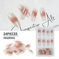 귀여운 아크릴 손가락 장식 전체 커버 팁 디자인 24pcs 분리형 거짓 손톱 네일 하트 꽃에 프레스
