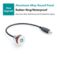 Câble de montage sur panneau rond industriel en aluminium USB2.0 Type B mâle à femelle pour imprimante scanner fax, châssis USB-B 22mm encastré