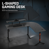 Bureau de jeu AOR RGB LED en fibre de carbone, table de jeu PC à domicile, bureau ergonomique avec cadre métallique, porte-gobelet, crochet pour casque, vente en gros d'usine