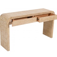Console de salon classique minimaliste en bois naturel étroit, meuble de salon