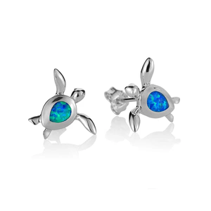 Collana con Ciondolo <span class=keywords><strong>Tartaruga</strong></span> Hawaiana in Argento Sterling 925 con Zirconi e Opale Blu Sintetico - Product Image 2