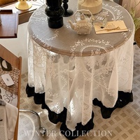 Nouvelle arrivée : Nappe en dentelle de style palais français, nappe décorative à volants et empiècements, écologique, pour la décoration de la maison