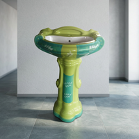 Lavabo de Cerámica Estilo Vintage Europeo, Lavabo Artístico de Lujo Hecho a Mano en China, Lavabo de Cerámica Vintage