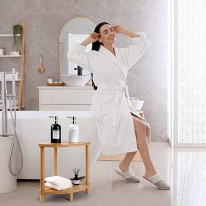 Tabouret de douche en bambou Jinyage Home Furnishings 41x30x39cm, banc d'angle à deux niveaux avec rangement pour salle de bain - Product Image 2