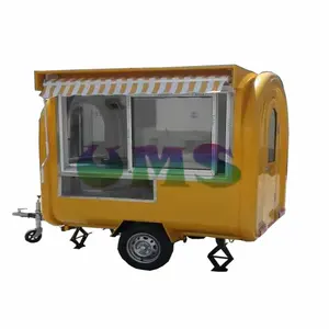 Popular Outdoor Snack Serving Ca Awning Type Yellow Towable Mobile Street Food Cart Food Truck