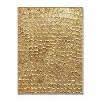 Art mural en feuille d'or, fait main, effet 3D soleil éclatant, métal texturé brillant, peinture abstraite sur toile pour décoration de salon de luxe