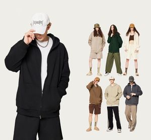 H5437 Nouveautés Automne Hiver, sweats à capuche unisexes personnalisés en coton mélangé 400 g/m², doublure en molleton français, fermeture éclair - Product Image 1