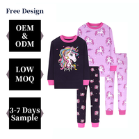 Ensemble de vêtements de nuit pour enfants personnalisé Halloween enfants hiver printemps licorne pyjamas ensemble thermique Homewear dessin animé enfants vêtements de nuit pour 4 pièces