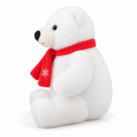 Ours polaire blanc brodé sur mesure avec écharpe flocon de neige rouge, jouet en peluche super doux pour cadeaux personnalisés en gros