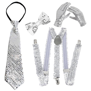 5 pièces Cravates à paillettes pour fête, cosplay, accessoires de costume, <span class=keywords><strong>cravate</strong></span> de danse scintillante, cravates rétro disco pour accessoires de fête - Product Image 5