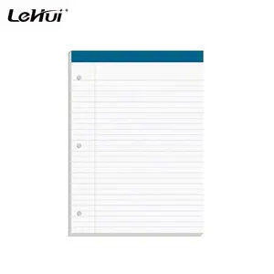 China Manufacturer 8 1/2 X 11 3/4 White Paper Perforations 100 Sheets Legal/Wide Ruling Double Docket Ruled Paper