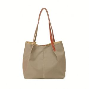 Elegante Bolso Tote de Tela Oxford para Damas de Oficina, Bolso de Hombro Simple con Parte Superior Abierta y Correa de Color en Contraste - Product Image 1