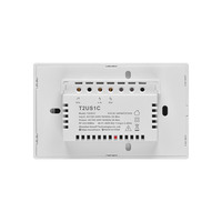 Interrupteur mural intelligent à double bouton, compatible Alexa et Google Home, 10A, IP27, 100-240V, design minimaliste, EWeLink, fabriqué aux États-Unis, durable, avec écran tactile.