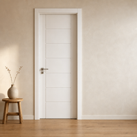 Porte intérieure à 7 panneaux, style affleurant, blanc apprêté, minimaliste, en MDF, pour chambre et villa, avec garantie de 5 ans