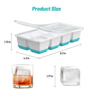 Large <b>Square</b> Colorful Silicone Ice Cube Trays Reusable Tableware for Home Freezer Baby Food Cool Ball Mold Shape Promotional - Product Image 6