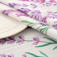 Nappe rectangulaire de Provence, nappe en tissu résistant aux plis imprimé de style campagnard lavande pour la décoration intérieure et extérieure