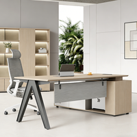 Bureau d'ordinateur moderne, bureau de direction avec armoire latérale, bureau d'ordinateur pour mobilier de bureau