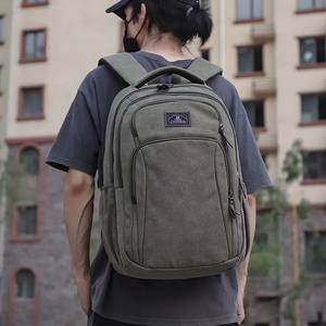 Mochila de lona verde militar para hombre, mochila caqui impermeable para acampar al aire libre, para viajes y trabajo diario, para uso juvenil y escolar - Product Image 3