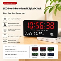 Horloge murale électronique multifonctionnelle LED, grand écran affichant la date, la température, luminosité à trois niveaux, réveil moderne