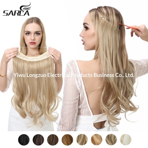 Perruque blonde européenne et américaine transfrontalière, extension de cheveux pour femmes, pièce unique, cheveux longs bouclés, 14-22 pouces, haute température - Product Image 5