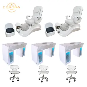 Modern Salon Furniture Nail Desk Table With Dust Collector And Light