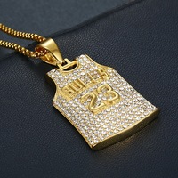 Kalung Pria Anti Karat Anti Luntur Lapis Emas 18k PVD Baja Tahan Karat 316L No.23 Jersey Perhiasan Fashion Berkualitas