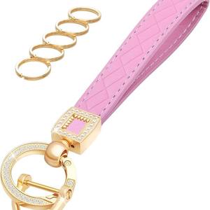 Porte-clés en cuir pour poignet, porte-clés de voiture avec 5 anneaux porte-clés et anneau en D anti-perte - Product Image 5