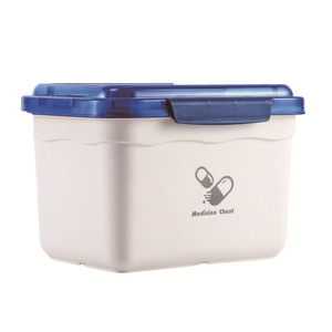Medicine <b>Chest</b> Plastic <b>Storage</b> Box Set With Lid For Household First Aid Pill Organization Blue Gray PP Material - Product Image 4