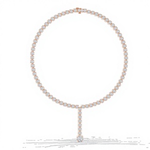 Collier Lariat en Or Rose 18 carats Plaqué Rhodium avec Diamants Brillants de Laboratoire pour Femmes – Idéal Soirées, Mariages, Événements Spéciaux - Product Image 1