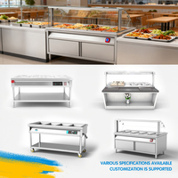 X-MING listrik makanan hangat kabinet/baja tahan karat penghangat makanan Bain Marie harga pabrik Bain Marie dengan kabinet dengan kaca