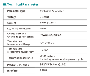 เซ็นเซอร์วัดอุณหภูมิและความชื้นแบบดิจิตอล SHOONIS 2-in-1 สำหรับติดตั้งในตู้  ระบบเก็บข้อมูลสามช่องสัญญาณ  พร้อมอินเทอร์เฟซ RS485 จำนวน 2 ช่อง สำหรับการตรวจสอบตู้ - Product Image 4