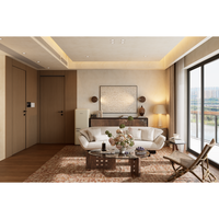Conception moderne de chambre principale avec dressing intégré et aménagement intérieur de salon pour maison résidentielle