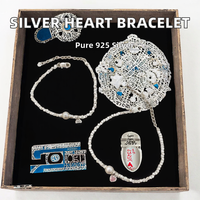 Bracelet chaîne en argent sterling 925 avec perle d'eau douce et breloque cœur en zircon rose de Source Jewelry Factory