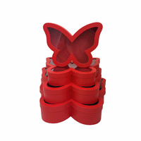 4-delige set vlindervenster bloembak fruitbox knuffel emmer verse bloemen geschenkdoos modern papier + PVC