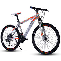 Vélo de montagne économique Delfi 24/27,5/29 pouces, frein à disque, pédale ordinaire, 21 vitesses, fourche en acier, jante en alliage d'aluminium, fourche à suspension