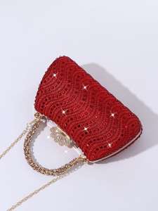 Bolso Tote Casual Elegante y Lujoso con Cadena Roja y Cierre de Cremallera, Bolso de Noche Impermeable para Mujer - Product Image 3