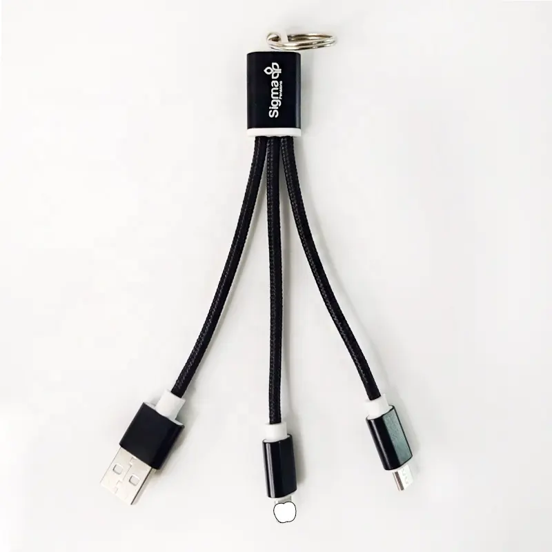 2 In 1 Nylon Fast Data Cable Charger Micro Usb Keyring Snyc Cable For Iphone Apple Samsung For Huawei Xiaomi Mobile Phone
