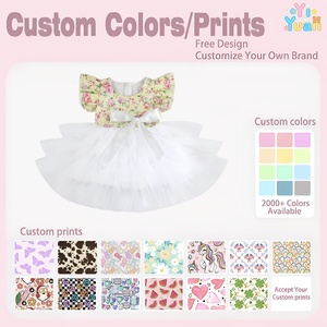 Vestido de Tutú con Mangas con Volantes Florales para Niña, Decoración con Lazo de Satén, Falda de Tul Blanco Esponjoso para Cumpleaños, Bodas, Fiestas, Personalizado OEM - Product Image 3