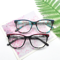 Montures optiques rétro en acétate multicolores pour femmes, montures de lunettes décontractées FP1991-2