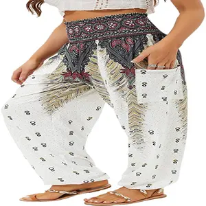 Europe and the United States popular women's Harun pants high waist elegant yoga Bohemian with pocket pants