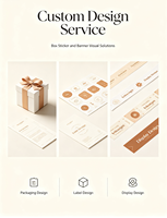Service d'art graphique vectoriel pour emballages minimalistes, conception de modèles de bannières promotionnelles, autocollants de logo personnalisés pour boîtes cadeaux