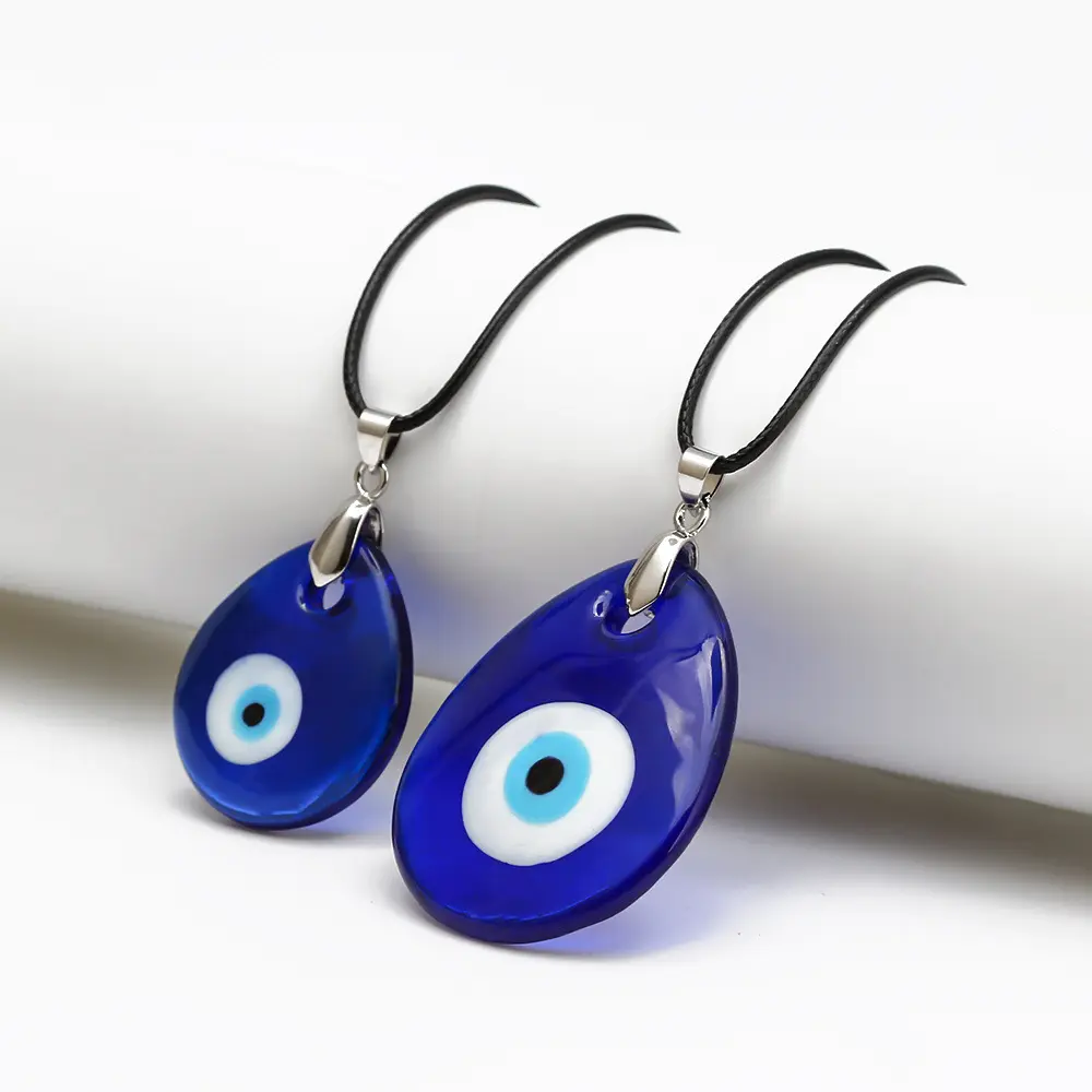 Realistic Turkey Wholesale Fashion Fine Blue Dainty Leather Rope Lucky Protection Eye Evil Pendant Necklace Glass No Tarnish