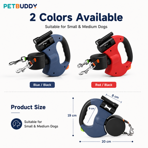 Correa Retráctil Doble para Mascotas, 3m, Ajustable, con Luz LED Reflectante y Mango de Aleación de Hierro para Perros Medianos - Product Image 2
