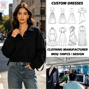 Women's Black <b>Polo</b> Sweatshirt Long Sleeve Loose Crew Neck Printed Hoodie Custom Logo Casual Spring Wear - Product Image 1